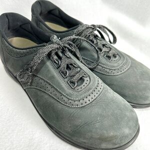 SAS Walk Easy Comfort Shoes 10 Nero Walking Sneakers Dark Gray Nubuck Lace Up